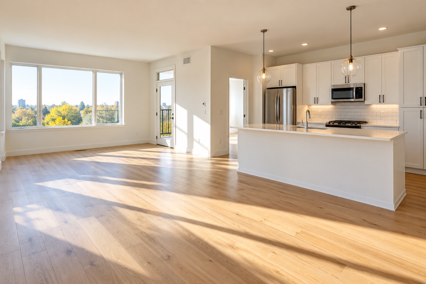 Empty renovated apartment unit waiting for a new tenant